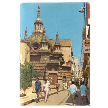 the CHURCH, LLORET DE MAR, COSTA BRAVA used postcard. c.1961 POSTMARK =