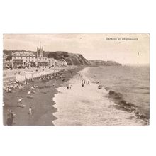 BATHING AT TEIGNMOUTH, DEVON used antique postcard by Valentine 1920s =