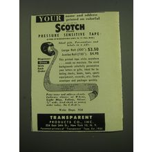1949 Transparent Products Co. Ad - Your name and address printed on Scotch Tape