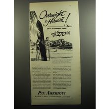 1951 Pan American Airline Ad - Overnight to Hawaii!