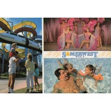 Somerset Butlins Holiday Camp World Giant Theme Park Ride Night Cabaret Postcard