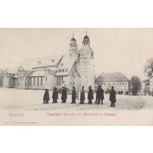 Line Of People at Clausthal Martkirche Und Rathaus Rare German Postcard