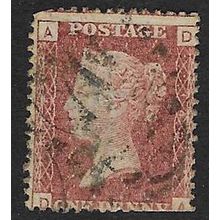GB 1858 QUEEN VICTORIA 1d RED PLATE 145 OF USED SG43/44 " DA "