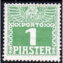 1908 AUSTRO-HUNGRAY P.DUE Sg D73A 1pi YELLOW-GREEN LIGHTLY MOUNTED MINT (BD36)