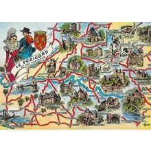 Le Perigord Map Castle Heraldry Dancing Fashion French Maps Plage Postcard