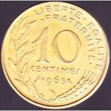 1965 France 10 Centimes Coin