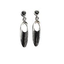 Sterling Silver Diamond cut Half Cone Dangle Post Earring