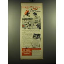 1949 National Board of Fire Underwriters Ad - Laughter stilled forever