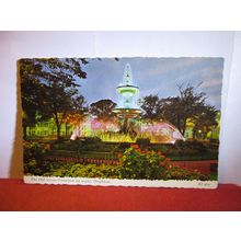 THE OLD STEINE FOUNTAIN, by night, BRIGHTON, SUSSEX unused postcard Valentine =