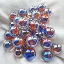 FUNFAIR 12 Beautiful Glass Marbles, Iridescent Blue & Red Swirl, 22mm, Brand New