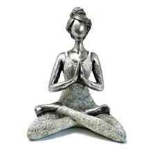 Ornament Yoga Lady Figure - Silver & White 24cm