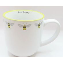 Bee White Ceramic Mug 9.5 CM White Inner Bee Happy Detail Microwave Safe
