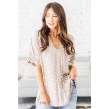 Apricot Chloe Animal Print V-neck Rolled Sleeve Tunic Top