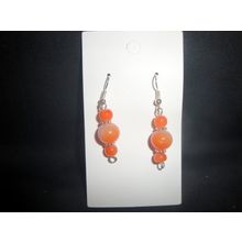 Bright fun orange & purple blended glass drop earrings