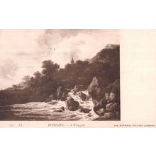 Jacob Van Ruisdael A Waterfall Antique National Gallery Painting Postcard
