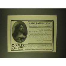 1902 Simplex Piano Player Ad - Avon Brambrowski