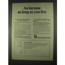 1967 Metropolitan Life Ad - Income As Long As You Live