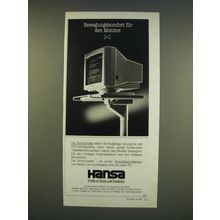1990 Hansa Monitor Stand Ad (in German) - Bewegungskomfort fur den Monitor