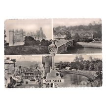 ARUNDEL, SUSSEX. multiview used postcard 1957 postmard =