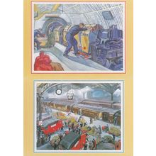 Euston Train Station Royal Mail Train Loading Malls 2x Postcard
