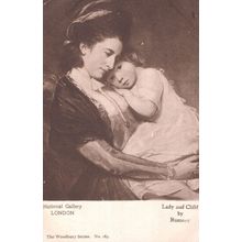 Romney Lady and Child National Gallery Old Painting Postcard