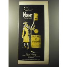 1953 Monnet Cognac Ad - art by Bobri - Matchless! Magnificent! Monnet Cognac