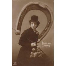 Tally Ho Lady Cross Dressing Riding Crop Fox Hunting WW1 Glamour Postcard