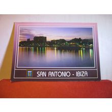 a night view, SAN ANTONIO , IBIZA, SPAIN used vintage postcard #