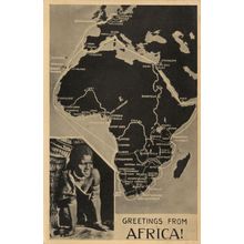 Greetings From Africa Black Map Boy Real Photo Old Postcard