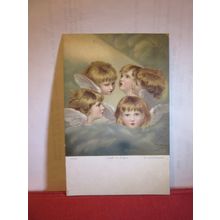 HEADS OF ANGELS. painting. by Joshua Reynolds used antique postcard 1905 pm =