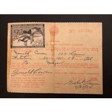 ICOLLECTZONE US RW21 1955 Federal Duck Stamp on License