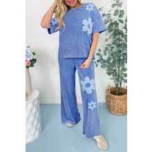 Lilac Floral Patch Exposed Seam Raw Edge Pants Set