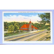 MI Niles Michigan Central Depot View Across Tracks Small Stone Station w/C~50