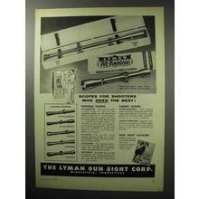 1955 Lyman Scope Ad - All-American, Alaskan, Wolverine