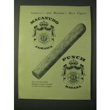 1955 Macanudo and Punch Cigars Ad - Jamaica's and Havana's best cigars