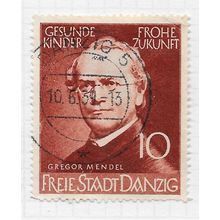 DANZIG 1939 GERMANY SCIENTISTS MENDEL USED 10pf nibbed perfs