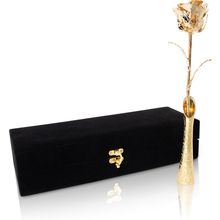 24K Gold Dipped Long Stem Real Rose, Natural Handpicked Genuine Flower Preserved