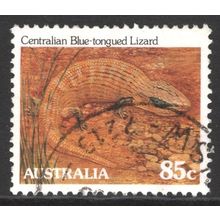 AUSTRALIA 1983: REPTILES & AMPHIBIANS - 85c BLUE-TONGUED LIZARD USED (G7)
