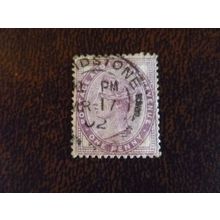 1881 GB Queen Victoria SG172 1d lilac used stamp date Maidstone March 17 1902