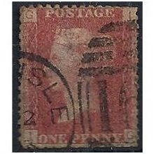 1858 SG43 1d Red Plate 159 Good/Fine Used Check Letters "IG".