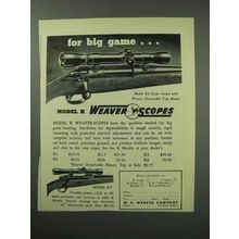 1950 Weaver Model K4 Scope Ad - For Big Game