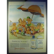 1956 Johnson's Baby Oil, Baby Powder Ad - The Sun Set