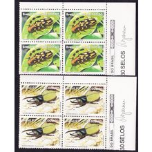 Brazil Beetles 2v Upper Right Corner Blocks of Four 1993 MNH SG#2576-2577