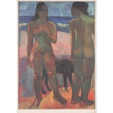 Paul Gauguin Two Figures On A Tahiti Beach Painting Postcard