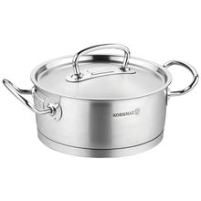 Korkmaz Proline Professional Series 4.5 Liter Stainless Steel Low Casserole w...