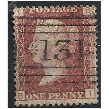 1858 SG43 1d Red Plate 209 Good/Fine Used Check Letters "BI".
