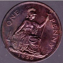 1950 Great Britain 1 Penny Coin