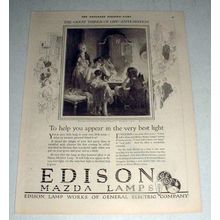 1921 Edison Mazda Lamps Ad w/ Art by P.A. Carter