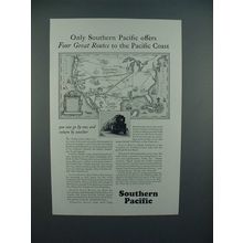 1928 Southern Pacific Lines Railroad Ad - Four Great Routes