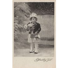 Denmark Child At Christmas Button Trousers Old Postcard